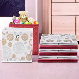 Kuber Industries Maroon & White 8 Pieces Printed Foldable Multi-Utility Organisers-30