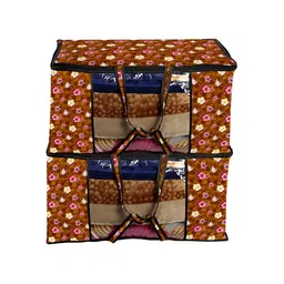 Stylista Brown & Black 2 Pieces Floral Water Resistant Sweater Bags-4
