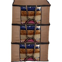 Stylista Yellow & Black 3 Pieces Checked Printed Water Resistant Sweater Bag Organisers-image-81