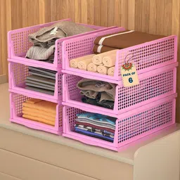 Kuber Industries Pink 6 Pieces Foldable Drawer Organisers-39