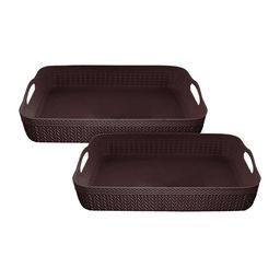 Kuber Industries Set Of 2 Brown Solid Storage Basket Organisers-99