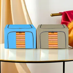 Kuber Industries Sky Blue & Brown 2 Pieces Multi-Utility Organisers-16