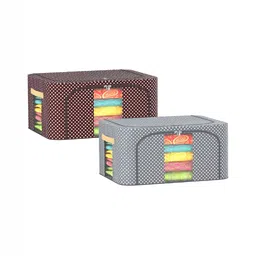 Kuber Industries Grey 2 Pieces Steel Frame Cloth Drawer Organiser 24 Liter-37