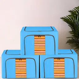 Kuber Industries Blue 3 Pieces Drawer Organiser-44