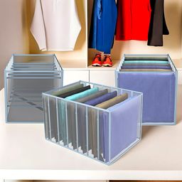 Kuber Industries Grey 3 Pieces 7 Grids Cloth Wardrobe Drawer Organisers-20