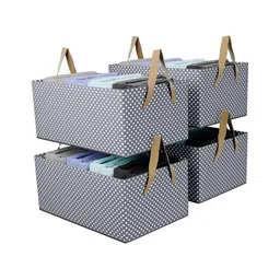 Kuber Industries Grey 4 Pieces Printed Regular Drawer Organisers with Handles-84