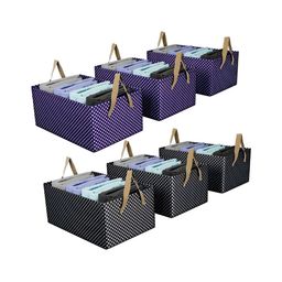 Kuber Industries Blue & Black 6 Pieces Printed Drawer Organisers-43