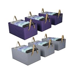 Kuber Industries Blue & Grey 6 Pieces Printed Drawer Organisers-40