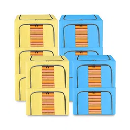 Kuber Industries Blue & Yellow 10 Pieces Regular Drawer Organisers-39
