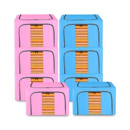 Kuber Industries Blue & Pink 8 Pieces Drawer Organisers-7
