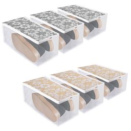 Kuber Industries White & Brown 6 Pieces Printed Outdoor Shoe Organiser-13