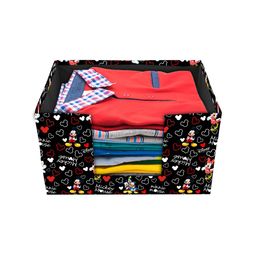 Kuber Industries Black & Red 4-Pcs Mickey Mouse Printed Foldable Shirt Stacker With Handle image 3