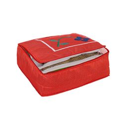 Kuber Industries Red Flower Polka Dot Design 12 Flap Foldable Multi Utility Organisers image 5
