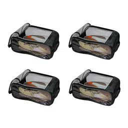 atorakushon Set Of 4 Black Solid Reusable Shoe Organisers image 3
