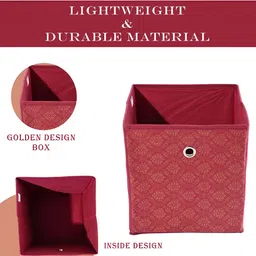 Kuber Industries Maroon & White 4 Pieces Printed Foldable Multi-Utility Organisers image 5