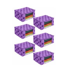prettykrafts Set Of 6 Purple & Transparent Printed Saree Organisers-image-17