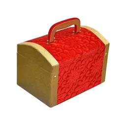 Kuber Industries Red & Gold-Toned Textured Watches & Bracelet Organizer With Mirror And Number Lock System image 2