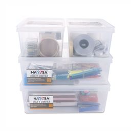 Nayasa Stack N Store Set Of 4 Clear Multi Storage Boxes with Lid- 12 L & 5 L image 2