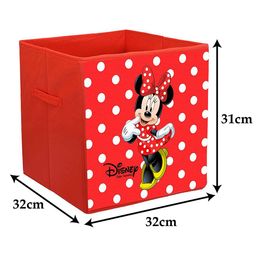 Kuber Industries Red & White 2 Pcs Minnie Printed Foldable Storage Boxes image 3