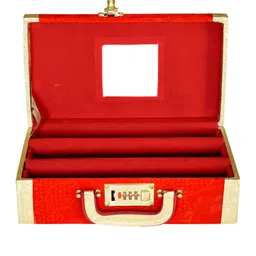Kuber Industries Gold-Toned & Maroon Self Design 2 Removable Rod Wooden Bangle Box With Mirror & Number Lock image 4