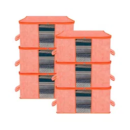 Kuber Industries Orange & White 6 Pieces Regular Multi-Utility Organisers image 3