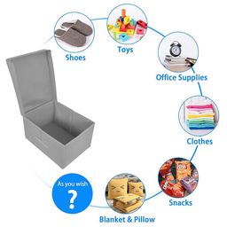 Kuber Industries Grey and yellow 2-Pcs Mickey Mouse Printed Foldable Storage Box With Lid image 2