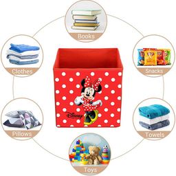 Kuber Industries Red & White 2 Pcs Minnie Printed Foldable Storage Boxes image 4