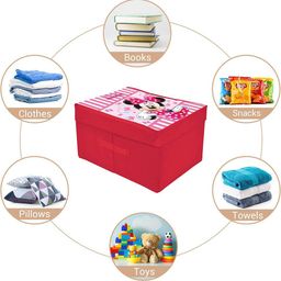 Kuber Industries Pink & White Printed Foldable Storage Box With Handle & Lid - 45L image 5