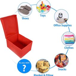 Kuber Industries Red & White Minnie Printed Foldable Storage Box With Lid image 5