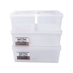 Nayasa Stack N Store Set Of 4 Clear Multi Storage Boxes with Lid- 12 L & 5 L image 3