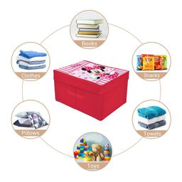 Kuber Industries Pink 2-Pcs Minnie Mouse Printed Foldable Storage Box With Lid image 2