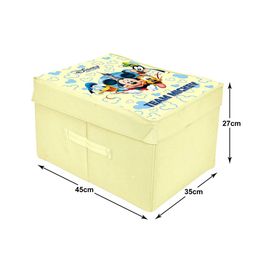 Kuber Industries Cream-Coloured & Blue 2-Pcs Printed Foldable Storage Box With Lid image 3