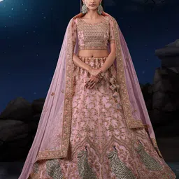 Fusionic Embroidered Sequinned Semi-Stitched Lehenga & Unstitched Blouse With Dupatta-image-32