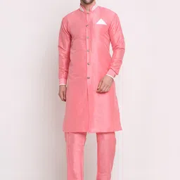 Benstoke Men Pink Solid Sherwani Set-31