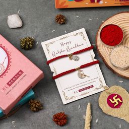 EL REGALO Set Of 2 Stone-Studded Charm Rakhi With Roli & Chawal & Card-91