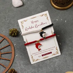 EL REGALO Kids Set Of 2 Stone-Studded Charm Rakhis With Roli Chawal & Card-image-55