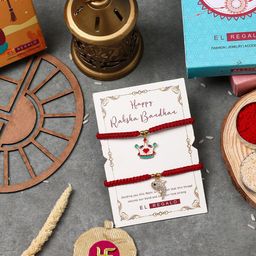 EL REGALO Set Of 2 Charm Detail Rakhis With Roli & Chawal-89
