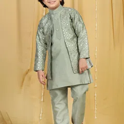 Aj DEZInES Boys Band Collar Kurta with Pyjamas & Jacket-41