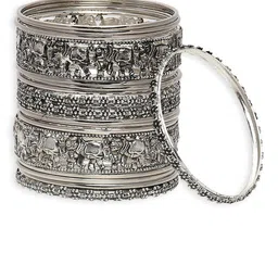 Sangria Set of 18 Elephant Design Oxidised Bangles image 3