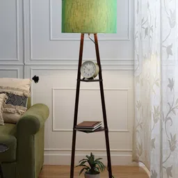 SANDED EDGE Brown & Green 3-Tier Storage Floor Lamp-35