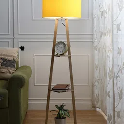 SANDED EDGE Brown & Yellow 3-Tier Storage Floor Lamp image 5