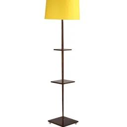 SANDED EDGE Yellow & Brown 3 Tier Walnut Hand Finish Floor Magnum Lamp image 2