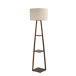 SANDED EDGE White & Brown 3 Tier Walnut Hand Finish Floor Magnum Lamp image 4