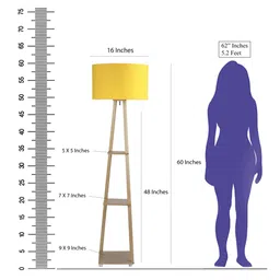 SANDED EDGE Brown & Yellow 3-Tier Storage Floor Lamp image 3