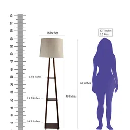 SANDED EDGE White & Brown 3 Tier Walnut Hand Finish Floor Magnum Lamp image 2