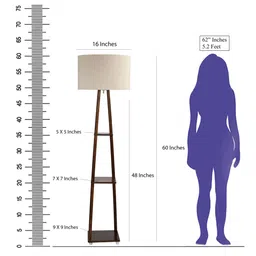 SANDED EDGE White & Brown 3 Tier Walnut Hand Finish Floor Magnum Lamp image 3