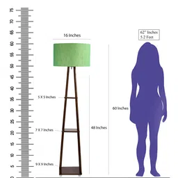 SANDED EDGE Brown & Green 3-Tier Storage Floor Lamp image 4