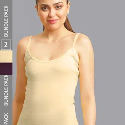 FBAR Pack Of 2 Non-Padded Pure Cotton Camisoles-image-57