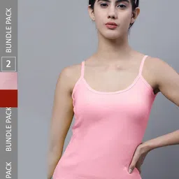FBAR Pack Of 2 Pure Cotton Bio-Wash U-Neck Camisoles-image-31
