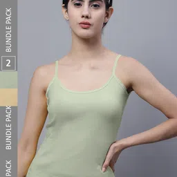 FBAR Ribbed Pack Of 2 U-Neck High Quality Cotton Camisoles-image-21